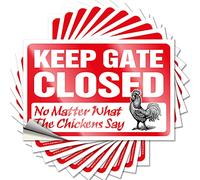 Funny Sticker Keep Gate Closed No Matter What The Chickens Say Funny Sticker 10 Pcs Decals for Cars Funny Car Stickers and Decals(12X18CM)