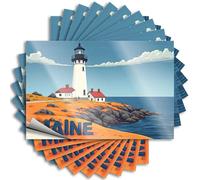 Funny Sticker Maine Coastal Lighthouse Serenity Stickers 10Pcs Big Sticker for Car Funny Hard Hat Stickers for Ad(6X9CM)