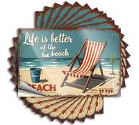 Funny Sticker Relaxing Moments: Life is Better By The Beach Stickers 10Pcs Big Sticker for Car Funny Hard Hat Stickers for Ad(12X18CM)