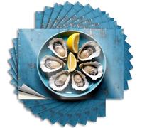 Funny Sticker Spring Outdoor Decor Easy Apply | Fresh Oysters On The Half Shell with Lemon Wedges Inspirational Window Peel and Stick(12X18CM)