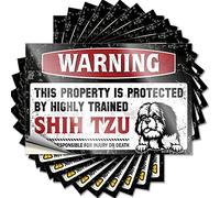 Funny Sticker Warning This Property is Protected by A Highly Trained Shih Tzu Funny Sticker 10 Pcs Car Accessories Inappropriate Stickers(6X9CM)