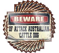 Funny Stickers for Cars Beware of Attack Australian Cattle Dog Funny Sticker 10 Pcs Toolbox Stickers and Decals Funny Bumper Stickers(6X9CM)