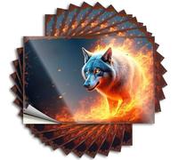 Funny Stickers for Cars Flaming Wolf: A Fiery Fantasy Portrait Stickers 10Pcs Window Stickers for Car Bumper Sticker(6X9CM)