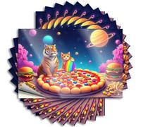 Funny Stickers for Cars Space Cats Feasting On Cosmic Pizza Stickers 10Pcs Stickers for Your Car Car Stickers(12X18CM)