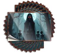 Funny Stickers for Cars Spooky Skeleton Family in The Moonlit Forest Stickers 10Pcs Window Stickers for Car Bumper Sticker(6X9CM)
