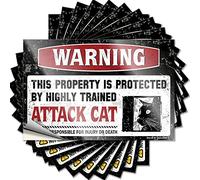 Funny Stickers for Cars Warning This Property is Protected By A Highly Trained Attack Cat Funny Sticker 10 Pcs Car Sticker Bumper Sticker(12X18CM)