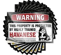 Funny Stickers for Cars Warning This Property is Protected By A Highly Trained Havanese Funny Sticker 10 Pcs Bar Accessories for Man Cave Funny Signs for Home(12X18CM)