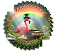 Funny Stickers for Cars Welcome to The Rainbow Paradise with A Flamingo Hat Stickers 10Pcs Car Decals Car Stickers(12X18CM)