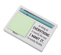 Funny Sticky Note Holder for Desk - As Long as Everything Is Exactly the Way I Want It I’m Totally Flexible Quote, Office Gift for Coworker, Boss, Therapist, Note Pad Organizer for Women Men EDP225