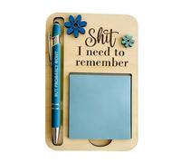 Funny Sticky Note Holder - Funny Wooden Memo Pad Organizer with Humorous The Stuff I Need to Remember Design, Desktop Stationery Stand for Office or Home (Blue)