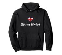Funny Sticky Wicket Silly British Phrase Union Jack Hearts Pullover Hoodie