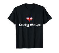 Funny Sticky Wicket Silly British Phrase Union Jack Hearts T-Shirt