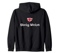 Funny Sticky Wicket Silly British Phrase Union Jack Hearts Zip Hoodie