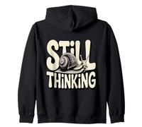 Funny Still Thinking Snail Slow Humor Retro Zip Hoodie