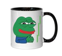 Funny Stock Trader Pepe The Frog Meme Art Ceramic Tea Coffee Mug Black