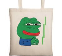 Funny Stock Trader Pepe The Frog Meme Art Natural Ecological Cotton Tote Bag Beige