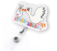 Funny Stork Squad Badge Reel Retractable for Labor and Delivery Nurse & Midwife, NICU Badge Reel, Maternity Ward Badge Clip, L&D Badge Accessories for Work, Cute OBGYN Badge Holder with Alligator Clip