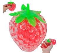 Funny Strawberry Decompression Ball,Novelty Fruit Squeeze Toy, Color-Changing Sensory Fidget Toy for Adults & Kids, Portable Stress Relief for Travel, Work & Study (Strawberry)