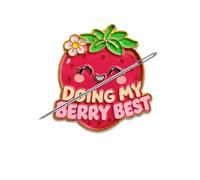 Funny Strawberry Needle Minder Magnet, Cute Magnetic Sewing Accessory with "Doing My Berry Best" Design for Embroidery, Needlepoint & Cross Stitch Projects