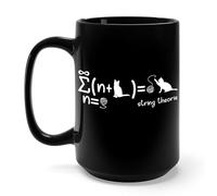 Funny String Theory Science Nerd Physics Schrodinger's Cat Coffee Mug For Men Women(Black, 15oz)