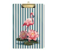 Funny Striped Flamingo Water Lily Glitter clipboard Acrylic Cute for Nursing Student Trade Quest Tablas para escribir Size 9 x 12