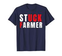Funny Stuck Farmer Keir Starmer Parody - Political Humor Tee T-Shirt, Men, Navy Blue, Large