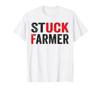 Funny Stuck Farmer Unisex-Adults White Classic Fit Crew Neck Short Sleeve T-Shirt S