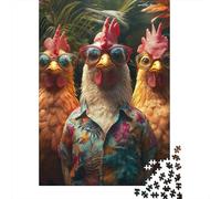 Funny Stylish Chicken 1000 Piece Jigsaw Puzzle Paper for Adults Tropical Summer Scene Puzzle Game Stress Relief Home Decor 70x50cm/1000pcs