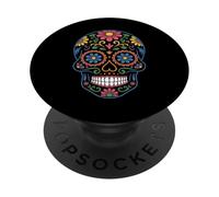 Funny Sugar Skull Floral Skeleton Colorful Mexican Women PopSockets Adhesive PopGrip