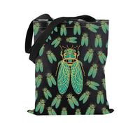 Funny Summer Cicada Tote Bag Cicada Concert Tote Bag Insect Lover Gift Cicadas Reunion Tour Gift (Green Cicada TOTE)