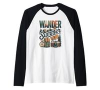 Funny Summer Hiking Wander Camping Mountain Nature Raglan Baseball Tee
