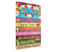Funny Summer Plaque Signs Summer Pool Rules Metal Tin Sign Pool Decor for Home Outdoor Party Beach for Swimming Pool Water Park Beach Decor 8x12 Inch