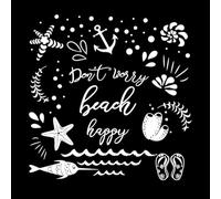 Funny Summer Quote Don't Worry Have Fun at The Beach Lettering Decals 42x42.7cm It Won't Fall Off White