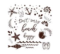 Funny Summer Quote Don't Worry Have Fun at The Beach Mural and Wall Vinyl Decal 42x42.7cm Do not Damage The Wall Surface Coffee