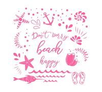 Funny Summer Quote Don't Worry Have Fun at The Beach Mural and Wall Vinyl Decal 42x42.7cm Wall beautification Pink