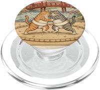 Funny Sumo Cat Wrestling Japanese Art Ukiyo-e Graphic PopSockets PopGrip for MagSafe