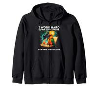 Funny Sun Conure Bird Lover I Work Hard Colorful Parakeet Zip Hoodie