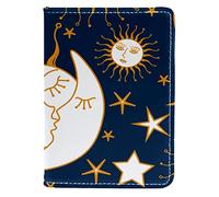 Funny Sun Kiss Moon Stars Passport Holder for Women and Men, Travel Passport Wallet Passport Cover Travel Documents Organizer