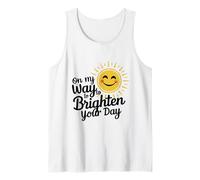 Funny Sun On My Way to Brighten Your Day Inspirational Quote Tank Top