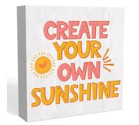 Funny Sun Summer Wooden Box Sign,Create Your Own Sunshine Sign,Summer Office Desk Decor 5x5 Inch