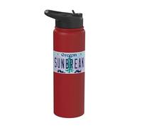 Funny Sunbreak Oregon Weather OR License Plate Stainless Steel Insulated Water Bottle