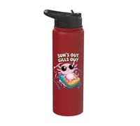 Funny Sun's Out Gills Out Axolotl Ocean Salt Beach Pool Stainless Steel Insulated Water Bottle