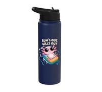 Funny Sun's Out Gills Out Axolotl Ocean Salt Beach Pool Stainless Steel Insulated Water Bottle