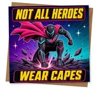 Funny Superhero Birthday Card for Him or Her - Not All Heroes Wear Capes Comic Style Greeting