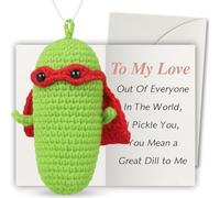 Funny Superhero Pickle Hanging Ornament, I Pickle You Romantic Gift Set with Card, Quirky Anniversary & Valentines Day Present for Him, Her, Boyfriend, Girlfriend