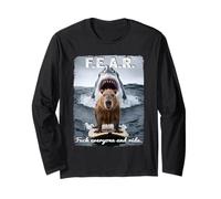 Funny Surfer Capybara Shark Selfie Long Sleeve T-Shirt