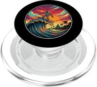 FUNNY SURFER ROBOT SUNSET BEACH PopSockets PopGrip for MagSafe