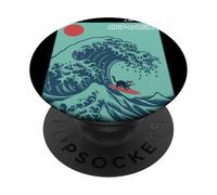 Funny Surfing Cat Choshi Chiba Japan Wave Art PopSockets Adhesive PopGrip