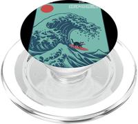 Funny Surfing Cat Choshi Chiba Japan Wave Art PopSockets PopGrip for MagSafe