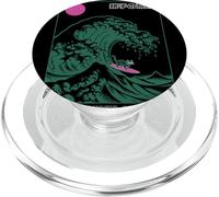 Funny Surfing Cat Choshi Chiba Japan Wave Art PopSockets PopGrip for MagSafe